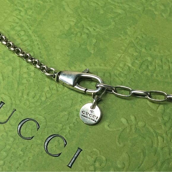 GUCCI Sterling Silver Ghost GG Monogram Necklace 21” Unisex NIB - Picture 7 of 17